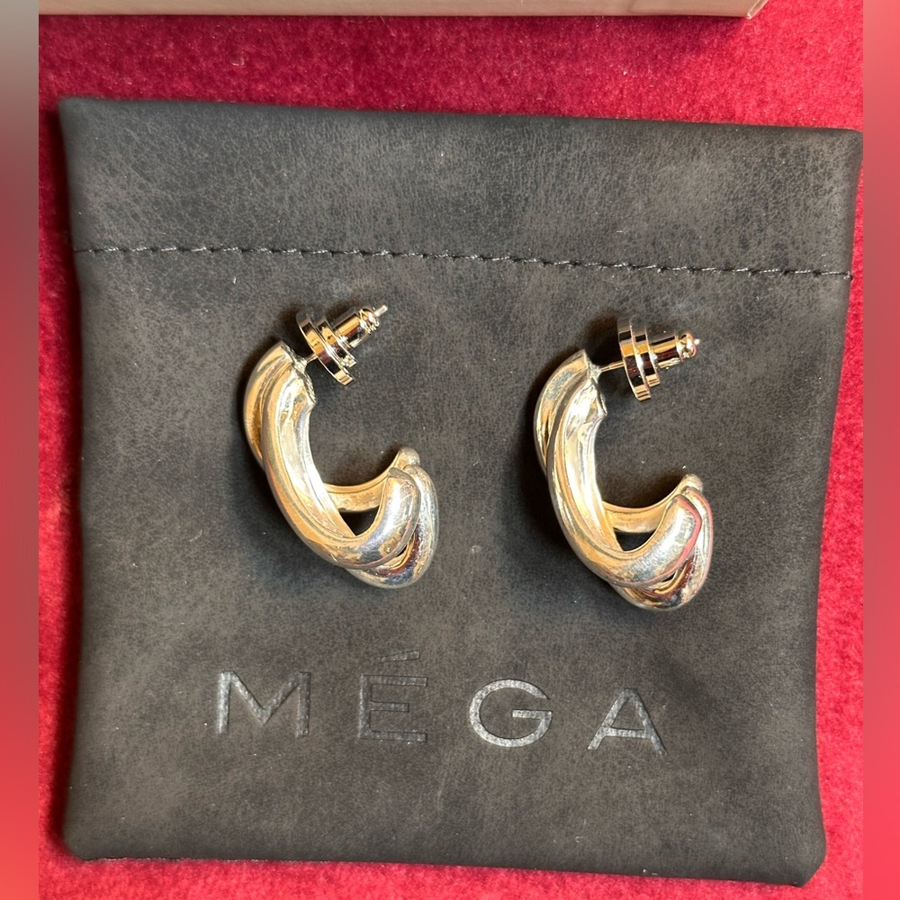 MEGA Triple Time Earrings in Brass & Sterling Vermeil silver like new dangle - Picture 5 of 7